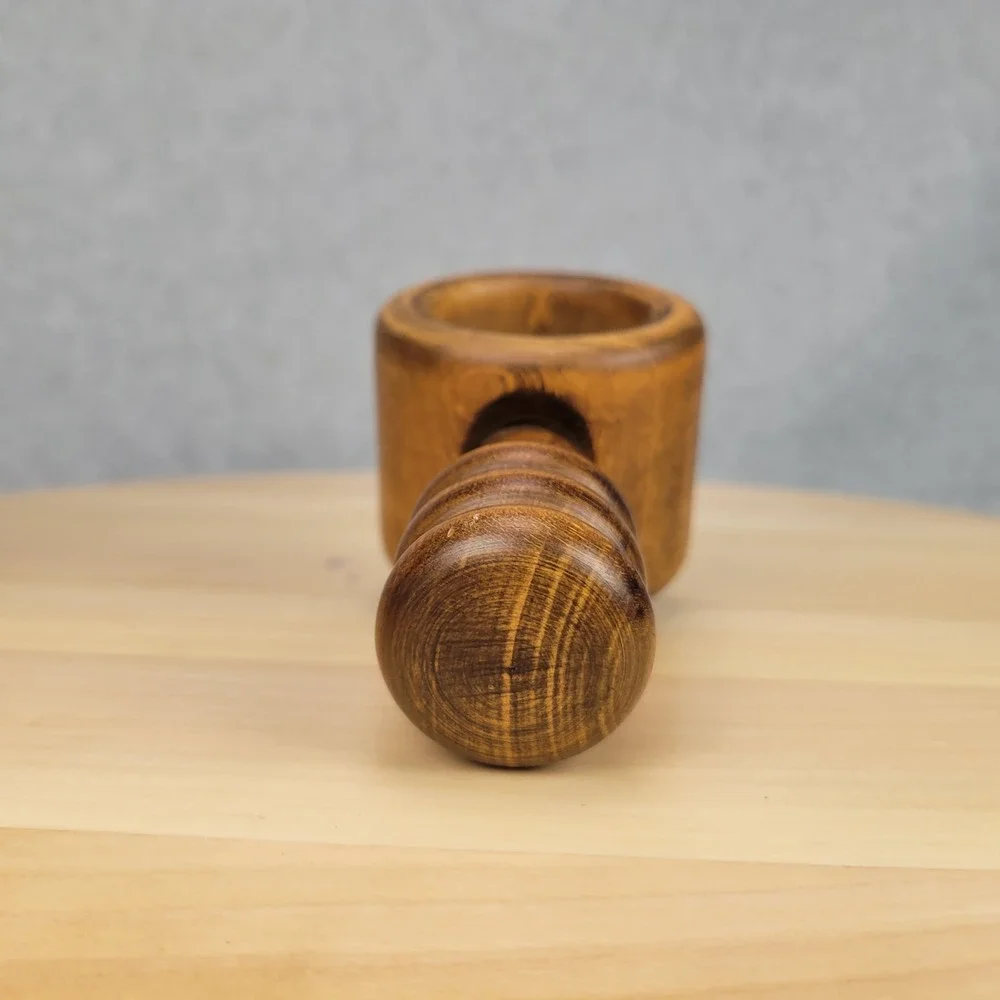 Vintage French Nutcracker Brown Wood Bowl Screw Style‎ Rustic